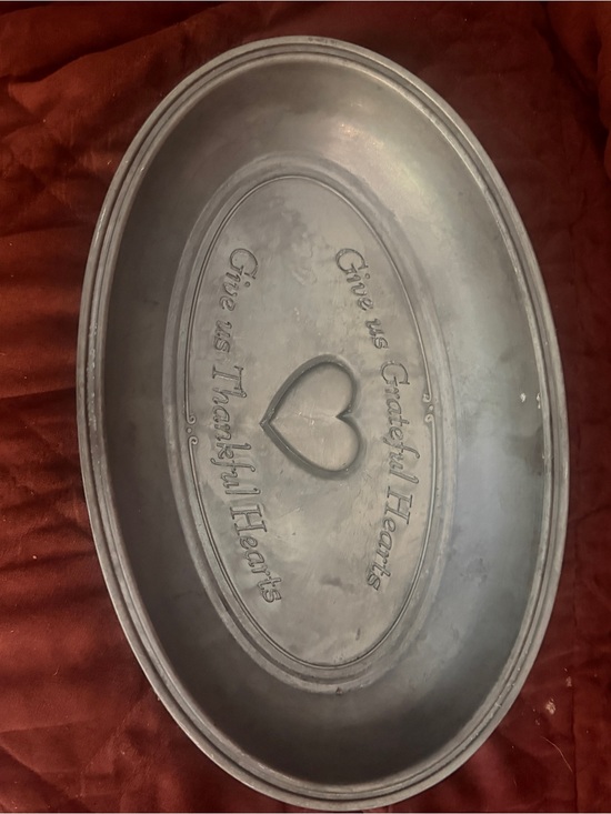Other - Decorative Pewter-Look Oval Serving Tray - Gray
